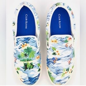 Club Room Kids' Tropical Print Slip-On Shoes - Blue and White